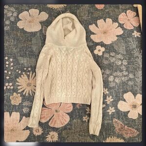 Pink Rose Cream Cowl Neck Sweater